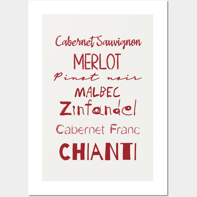 Red Wine List - Burgundy Wall Art by Belcordi